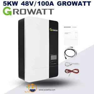 سانورتر 5 کیلووات، 48 ولت، 100 آمپر MPPT برند Growatt مدل SPF ES 5000